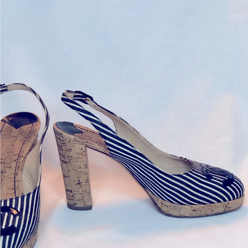 Chanel, canvas heels with cork sole.